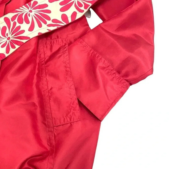 Zara Trench Coat Trench Jacket Belted Side Pockets Raspberry Pink Pleated Size S - Picture 8 of 9